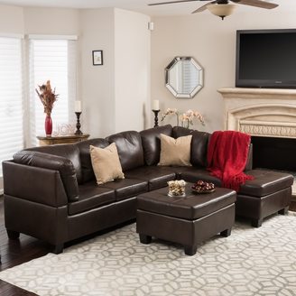 Christopher Knight Home Canterbury 3-piece PU Leather Sectional Sofa Set by