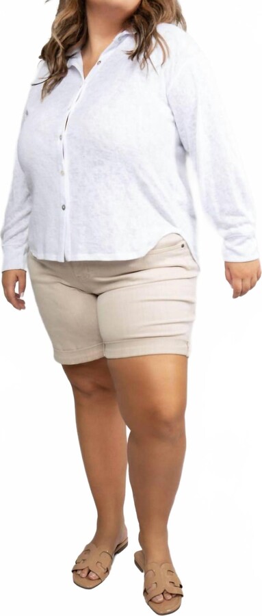 Nally & Millie Button Up Collar Shirt In White