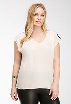 Thumbnail for your product : Forever 21 FOREVER 21+ Plus Size Crochet-Paneled Chiffon Blouse