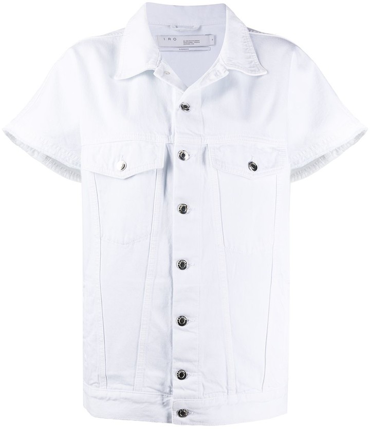 short sleeve white denim jacket