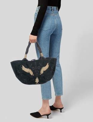 Chloé Leather-Trimmed Embroidered Tote