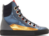 Thumbnail for your product : Raf Simons Sterling Ruby Blue Metallic High-Top Sneakers