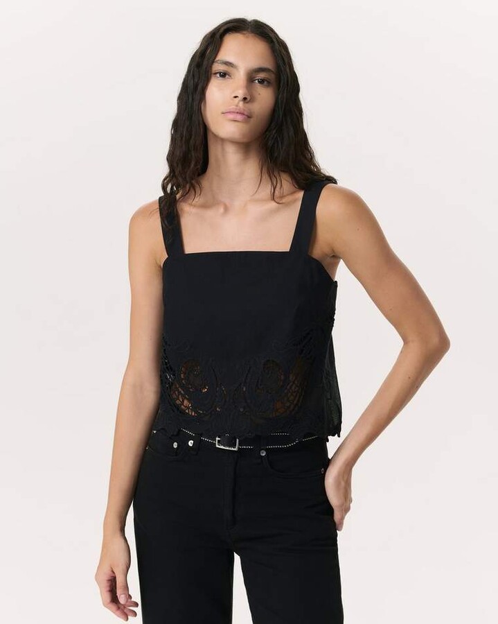 Rag & Bone Clem Lace Trim Poplin Tank Top
