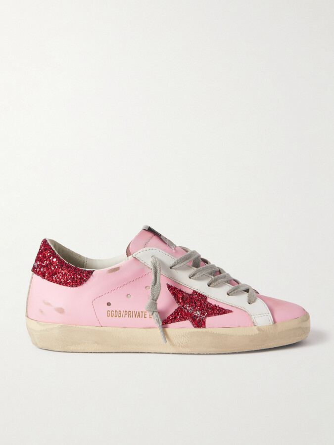 Golden Goose Superstar Glittered Distressed Leather Sneakers - Pink -  ShopStyle