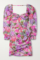 Thumbnail for your product : PatBO Blossom Ruffled Printed Fil Coupé Chiffon Mini Dress - Pink - US0