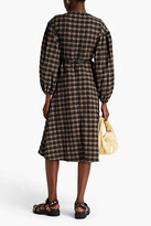 Thumbnail for your product : Ganni Checked organic cotton-blend seersucker wrap midi dress