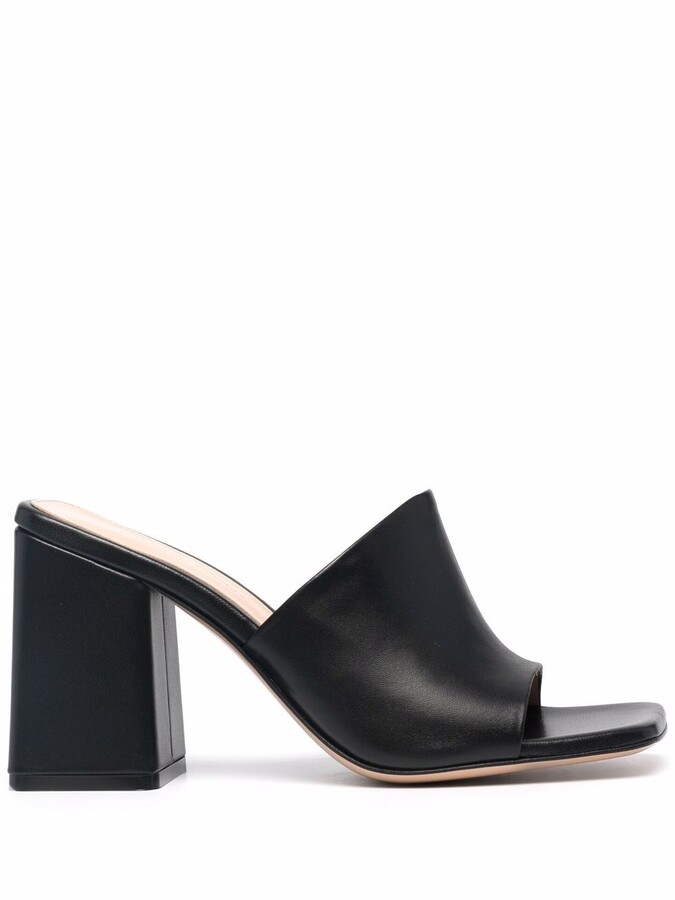 Gianvito Rossi Block-Heel Leather Mules - ShopStyle