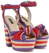 Thumbnail for your product : Dolce & Gabbana Bianca raffia wedge sandals