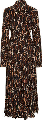 Michael Kors Collection Printed Belted Silk Dress