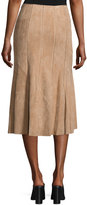 Thumbnail for your product : Lafayette 148 New York Aria Suede Godet Midi Skirt, Teak