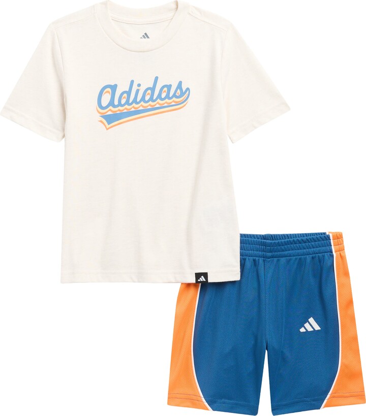 adidas Kids' Logo Graphic T-Shirt & Mesh Shorts Set