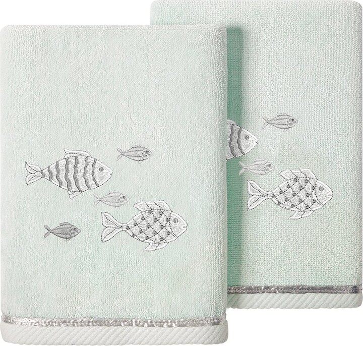 Linum Home Textiles Turkish Cotton Figi 2Pc Embellished Hand Towel Set