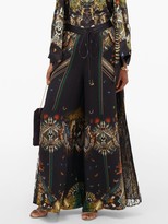 Thumbnail for your product : Camilla Mother Nature-print Wide-leg Silk Trousers - Black Print