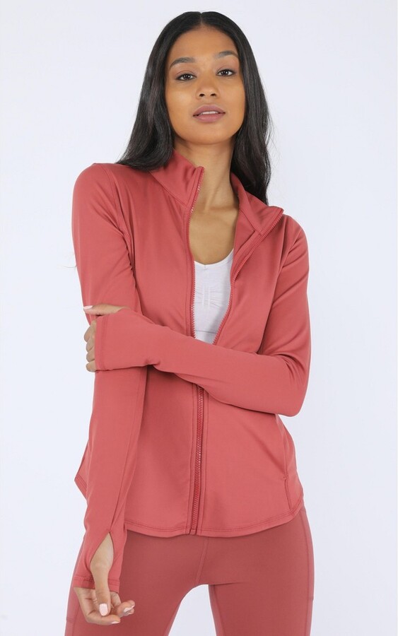 90 Degree By Reflex High Low Full Zip Jacket With Side Pockets - Terracotta  - Large - ShopStyle
