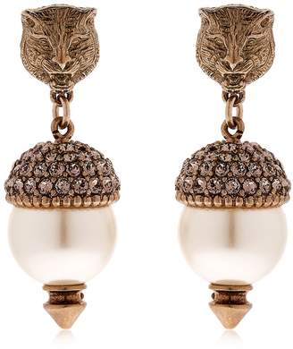Gucci Imitation Pearls & Crystal Earrings