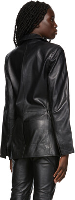 Stand Studio Black Buffed Leather Emersyn Blazer
