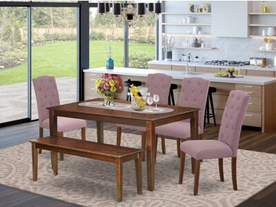 Ophelia & Co. Gilliard 6 - Person Rubberwood Solid Wood Dining Set