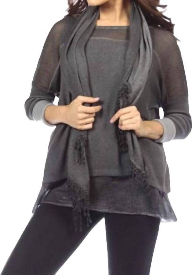ANGEL 3-Piece Layered Set W/scarf In Gray