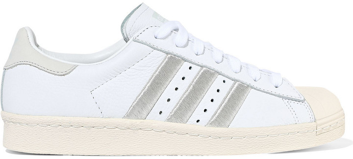 adidas Superstar 80s Embroidered Textured-leather Sneakers - ShopStyle
