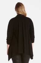 Thumbnail for your product : Karen Kane Faux Leather Collar Open Front Cardigan (Plus Size)
