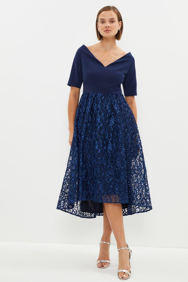 V Neck Embroidered Midi Dress ShopStyle