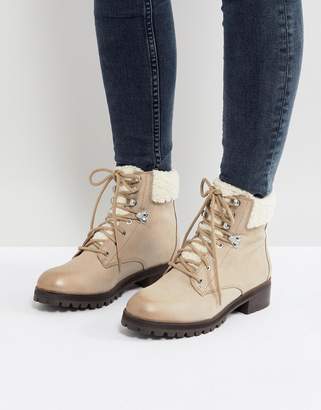 Aldo Uleladda Leather Lace Up Hiker Boot in Taupe