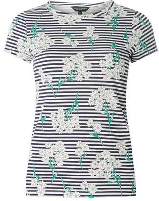 Dorothy Perkins Womens Ivory Floral and Striped T-Shirt