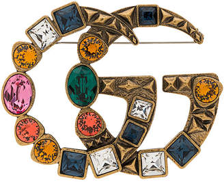 Gucci Multicoloured Double GG Crystal Brooch