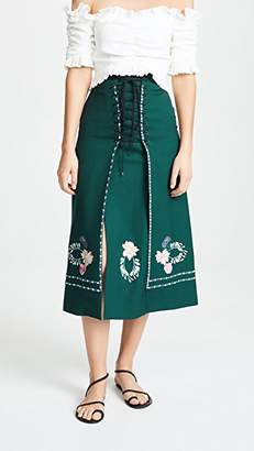 Vilshenko Vilshenko Ginny Embroidered Lace Up Skirt