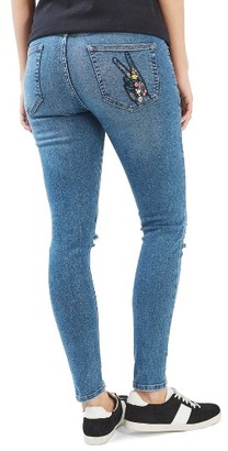 Topshop Women's Jamie Embroidered Maternity Jeans