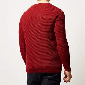 River Island Red waffle texture jumper
