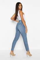Thumbnail for your product : boohoo High Rise Distressed Mom Jeans
