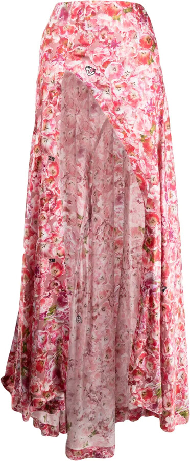 Natasha Zinko Tulip-print silk maxi skirt