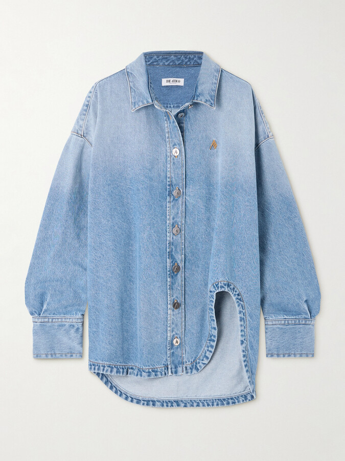 ATTICO Oversized Embroidered Denim Shirt - Blue