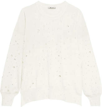 Alexander Wang T by Distressed Knitted Sweater - Off-white