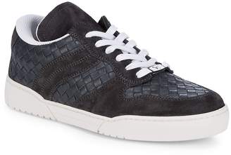 Bottega Veneta Men's Basketweave Leather Low-Top Sneakers