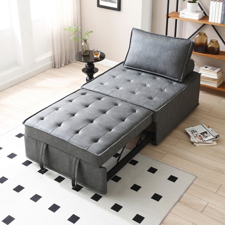 NOVABASA 3 in 1 Multipurpose Faux Leather Folding Ottoman Sleeper Sofa
