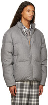Thumbnail for your product : Thom Browne Reversible Grey Down Boiled Wool Engineered Stripe Funnel Neck Jacket