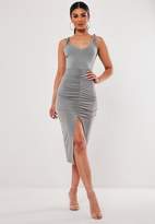 missguided curve knot front midi dress