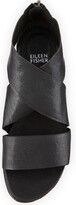 Thumbnail for your product : Eileen Fisher Sport Wide-Strap Leather Sandals, Black