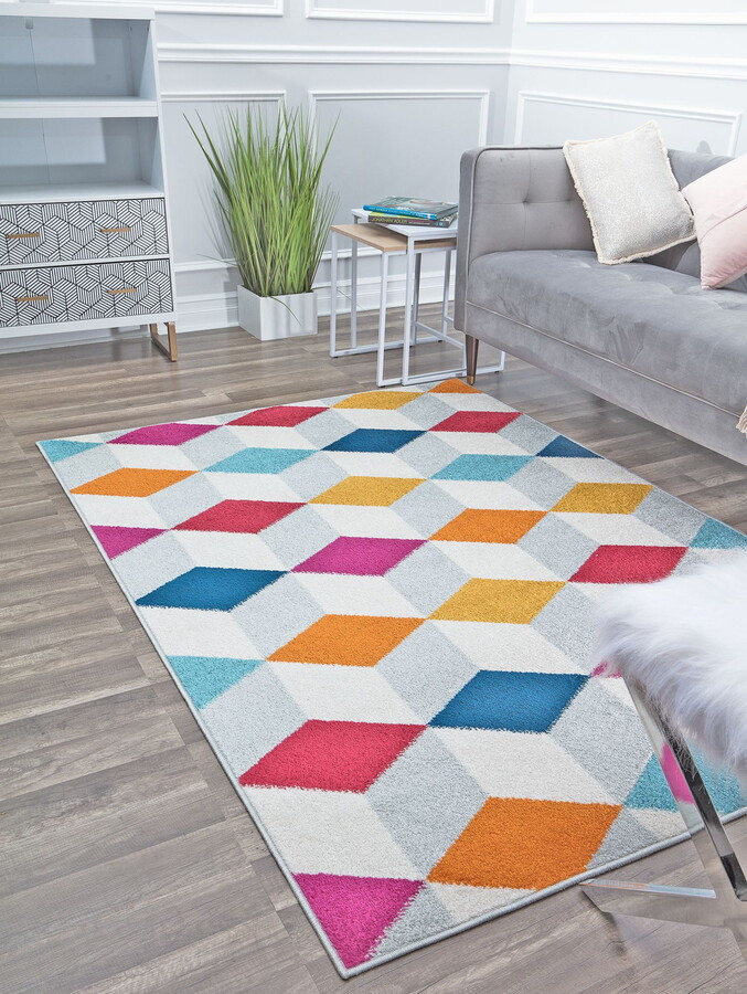 Rugs America Mika MO20B Apple Cider Geometric Contemporary Multi Area Rug, 8'x10'