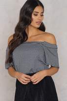 Thumbnail for your product : boohoo Gingham Bardot Top Black/White