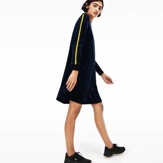 Lacoste Women's LIVE Piped Velour Flared Polo Dress