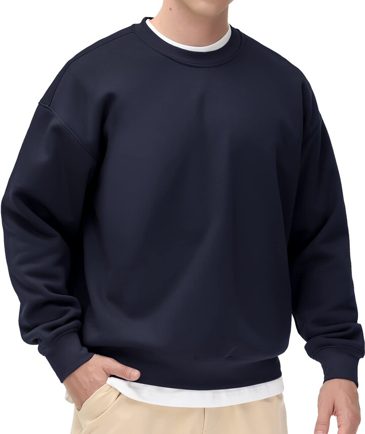 THE GYM PEOPLE Men's Fleece Crewneck Sweatshirt Thick Loose fit Soft Basic Pullover  Sweatshirt - ShopStyle Jumpers & Hoodies