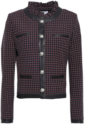 Claudie Pierlot Violaine Faux Leather-trimmed Checked Woven Jacket