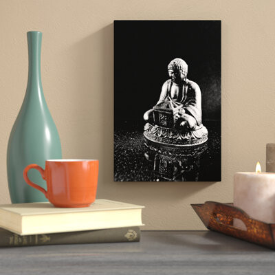 Photography Stone Buddha Sculpture Photographic Print on Wrapped Canvas