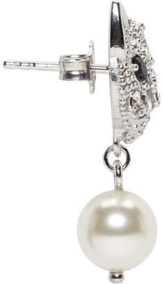 Miu Miu Silver Pearl and Crystal Cat Earrings