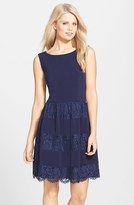 Thumbnail for your product : Betsey Johnson Lace Stripe Fit & Flare Dress