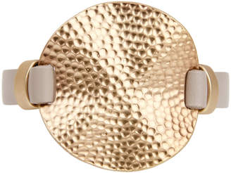 Saachi Style Style Women's Bracelets Taupe - Goldtone Leather Gong Bracelet