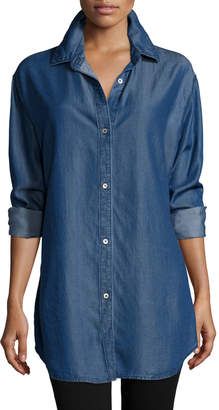 Go Silk Long-Sleeve Button-Front Denim Shirt, Petite